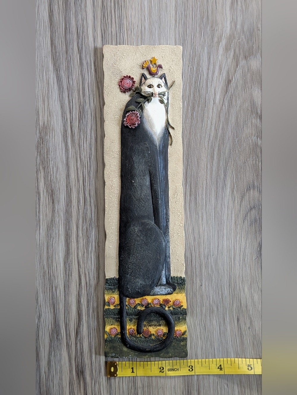 E. Smithson Cat Tails Resin 3D Wall Art "Rosebud" Wall Hanging Plaque Signed VTG - Picture 6 of 6